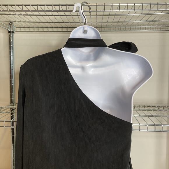 AG Adriano Goldschmied Women's Black One Shoulder Malia Tie Neck Blouse Size S - Picture 12 of 13